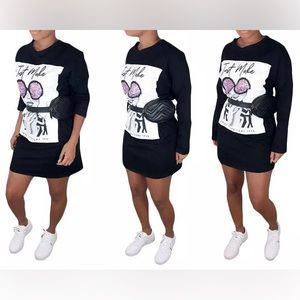 BLACK LONG SLEEVE SWEATER DRESS